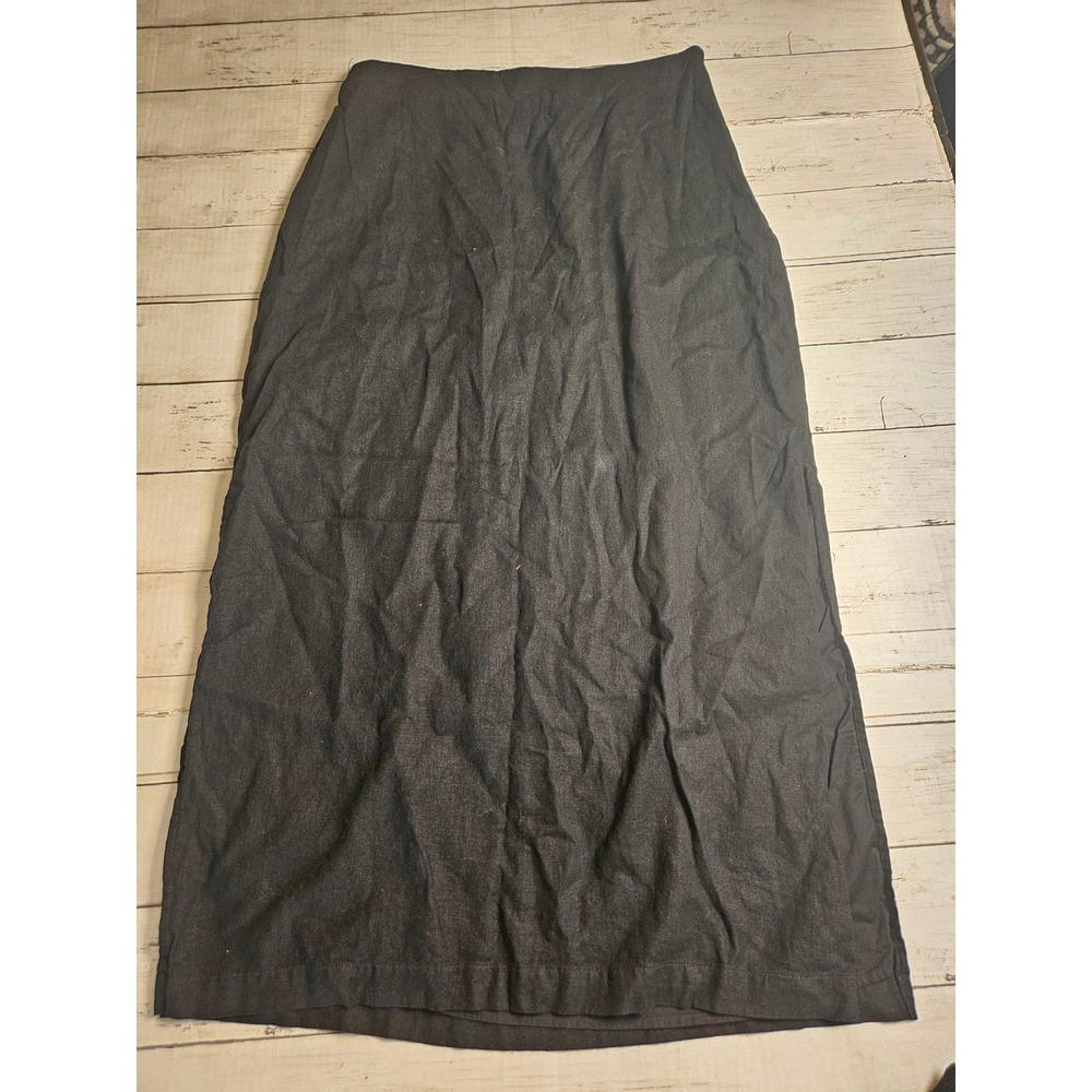 Gap Black Linen Blend Maxi Skirt Side Slits Long Skirt Medium